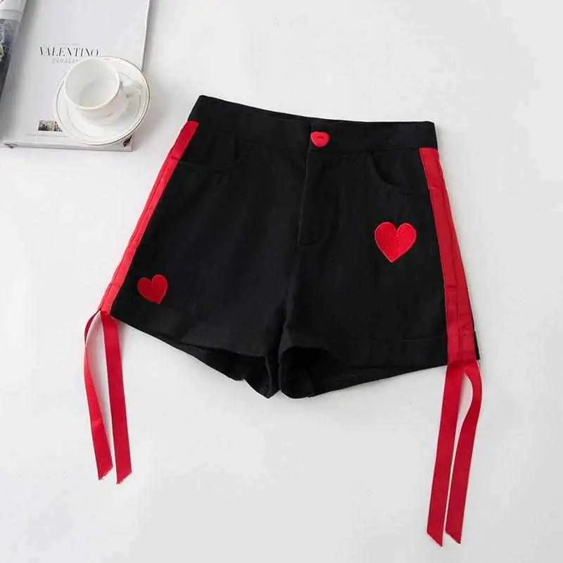 Heart Ribbon Print Shorts